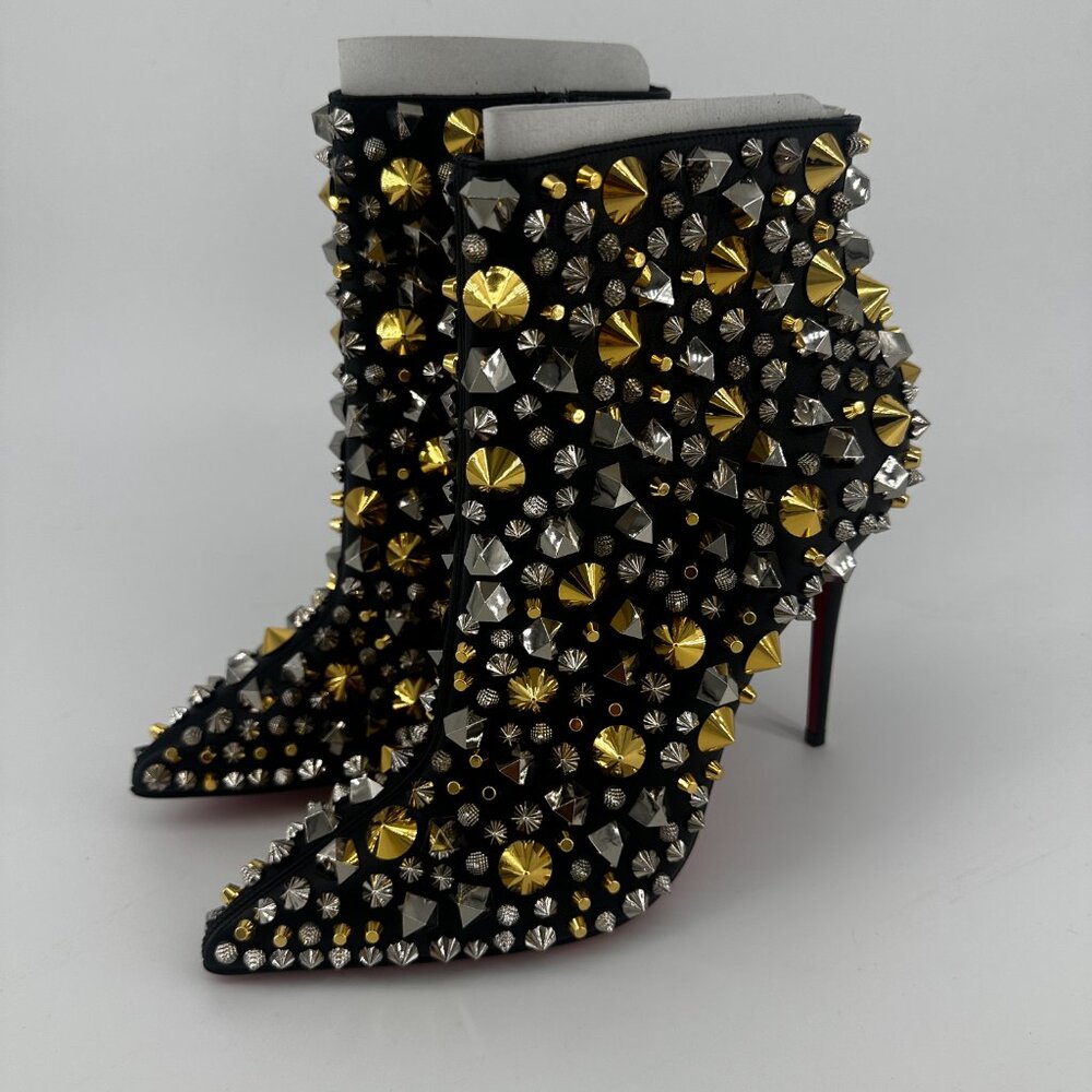 Louboutin So Full Kate Multicolor Calfskin Leather Spike Ankle Boots - Size 39 - Picture 4 of 7